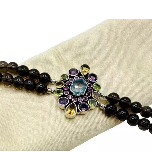 🌟Nicky Butler 925 Silver Aqua Quartz Garnet Citrine Amethyst Bracelet Brand NEW - Picture 2 of 14